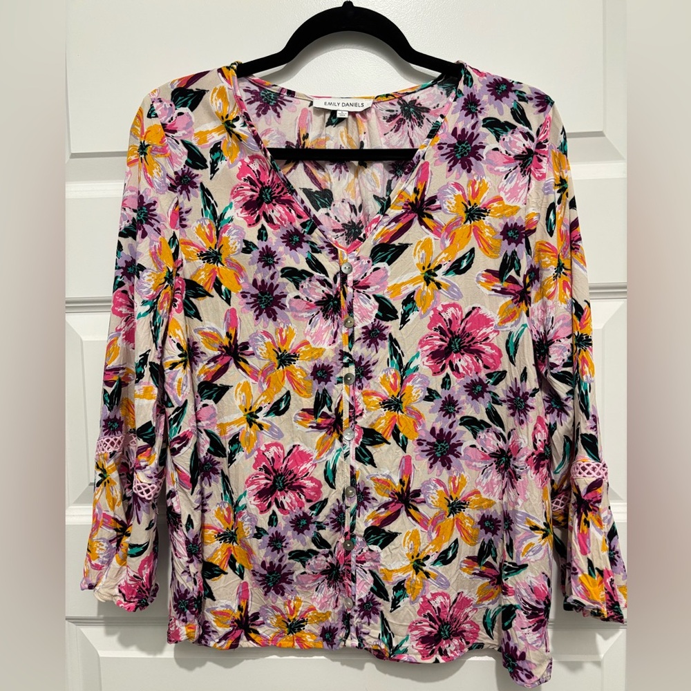 Emily Daniels Floral Blouse - Pink, Yellow, Purple